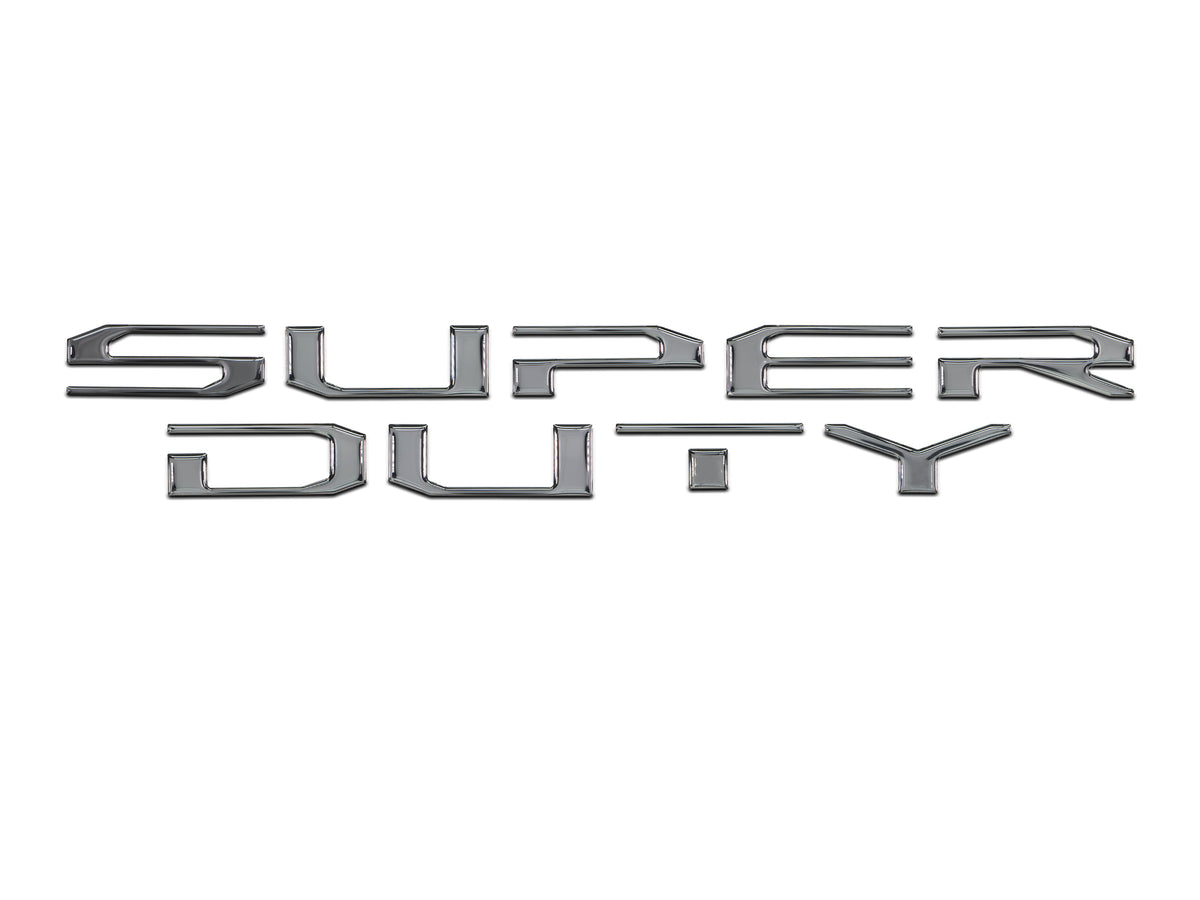 "SUPER DUTY" Hood Letter Inserts Fits 2017-2022 Ford Super Duty Liquid Chrome