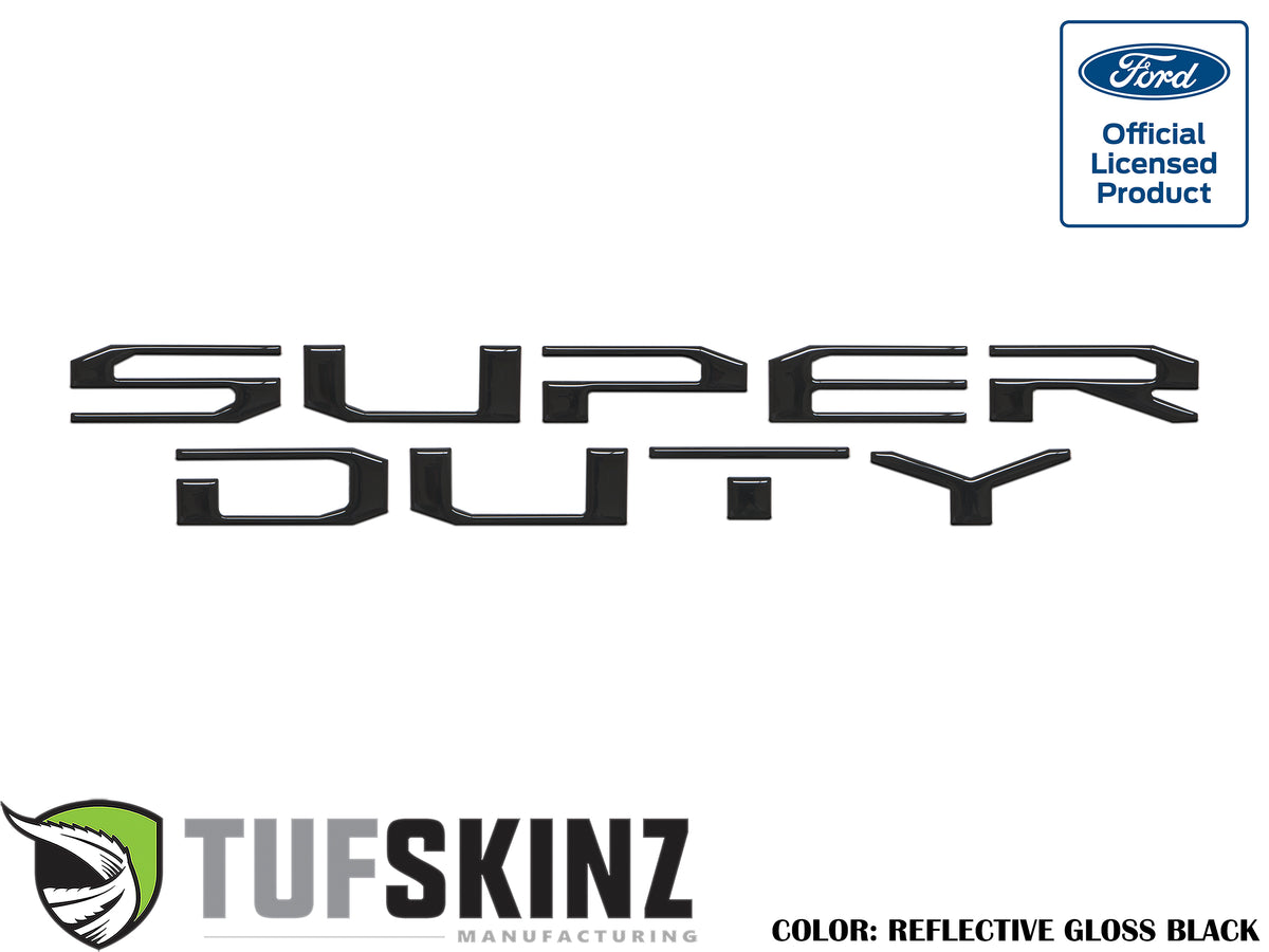 "SUPER DUTY" Hood Letter Inserts Fits 2017-2022 Ford Super Duty Reflective Black