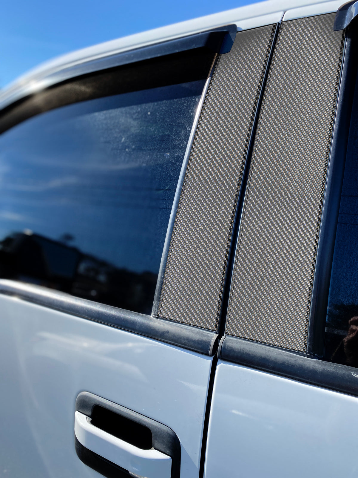 Super Crew/Super Cab Door Pillars Accent Trim Fits 2009-2014 Ford F-150 Real Carbon Fiber(Domed)