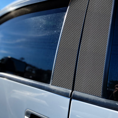 Super Crew/Super Cab Door Pillars Accent Trim Fits 2009-2014 Ford F-150 Real Carbon Fiber(Raw)