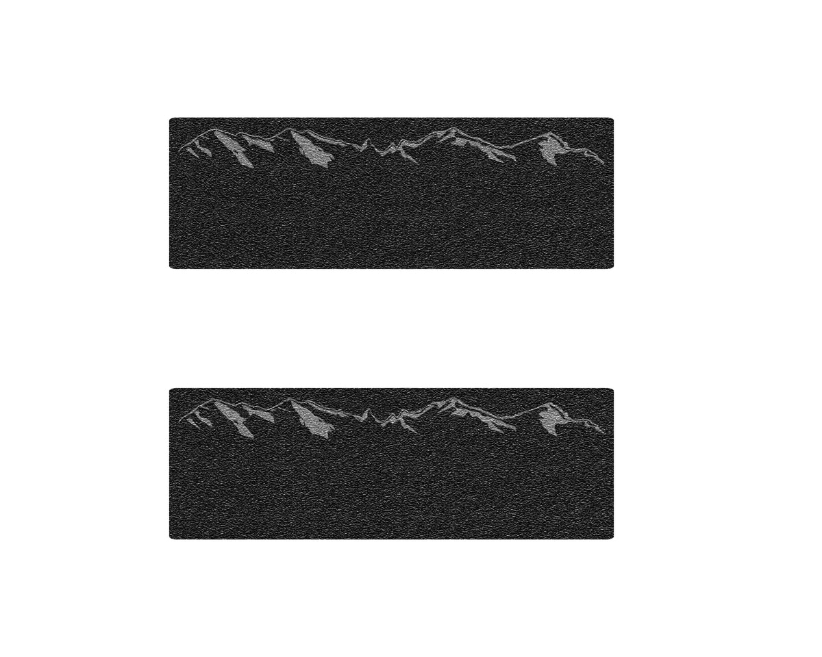 D-Cab Rear Door Sill Accent Trim Fits 2014-2022 Chevrolet Silverado No D-Cab Black Textured w/Mountain Logo