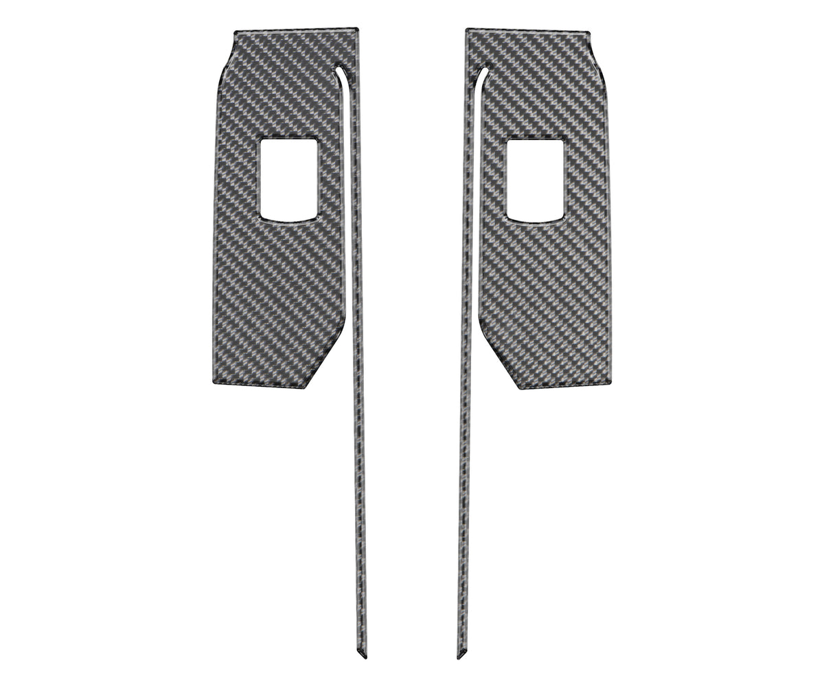 Rear Door Switch Accent Trim Fits 2019-2022 Chevrolet Silverado Rear Doors Only Real Carbon Fiber(Domed)