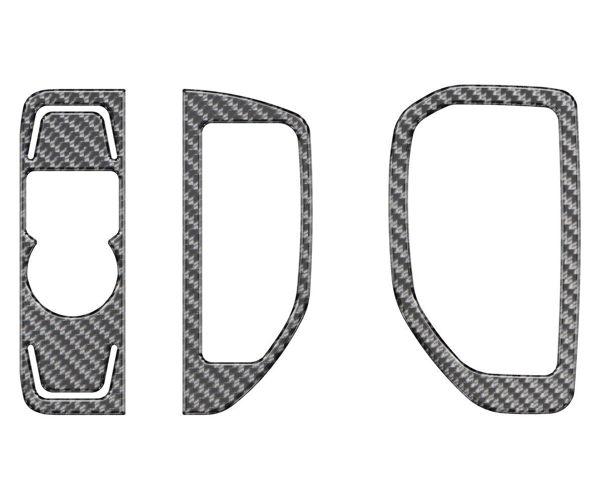AC Vent and Headlight Control Accent Trim Fits 2019-2021 Chevrolet Silverado Work Truck Model Real Carbon Fiber(Domed)
