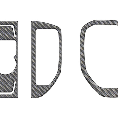 AC Vent and Headlight Control Accent Trim Fits 2019-2021 Chevrolet Silverado Work Truck Model Real Carbon Fiber(Domed)