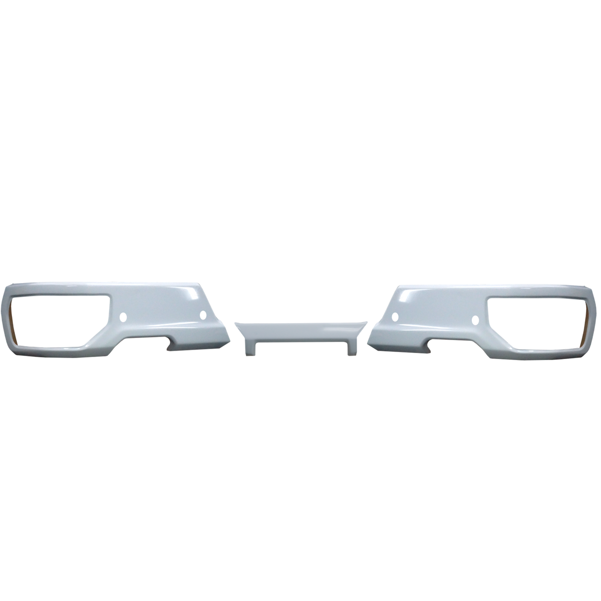Summit White Rear Bumper Cover with exhaust cut-outs and parking sensors for the 2019-2024 Silverado and SIerra - chrome delete kit