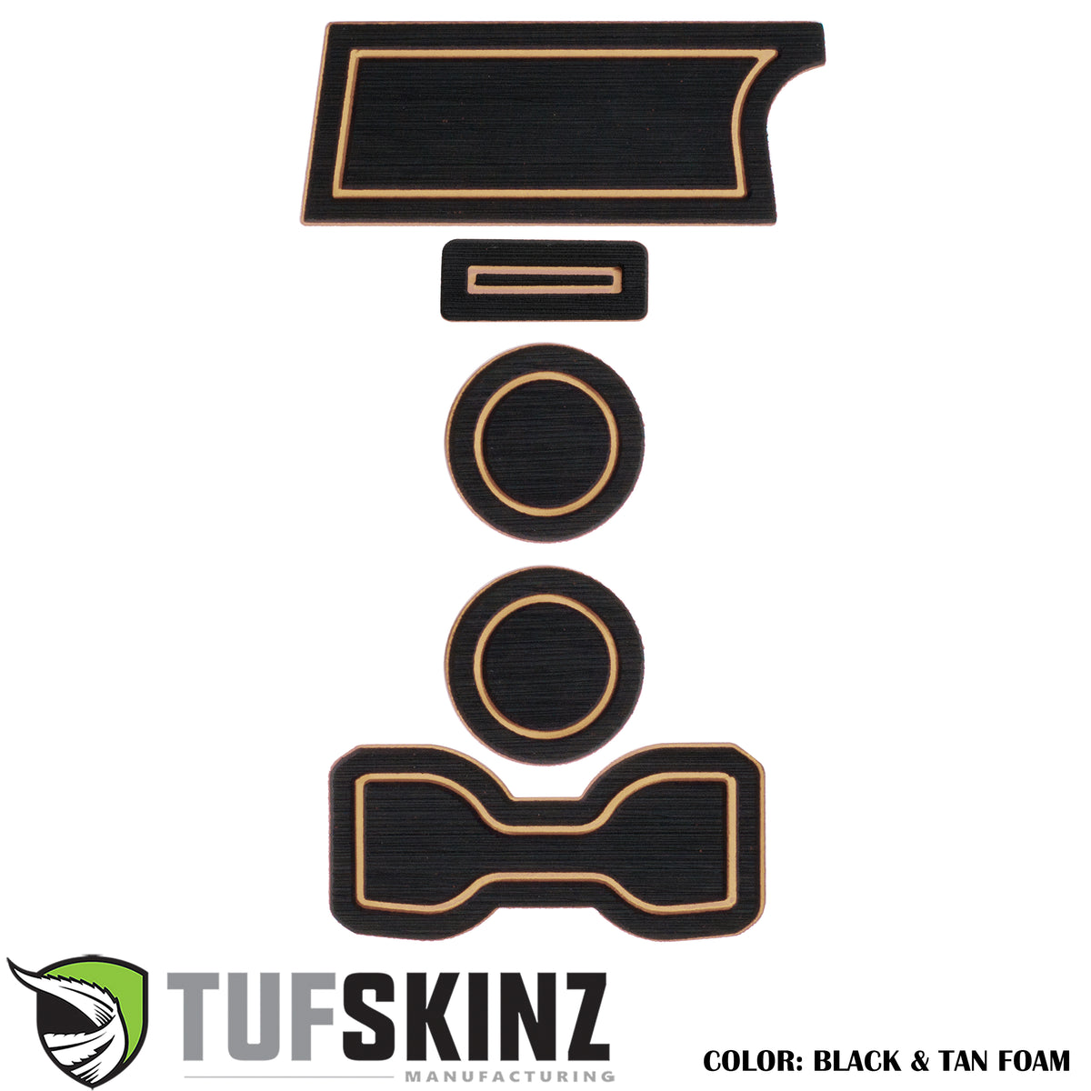 FOAM Cup Holder Inserts(Without QI Charger/Manual) Inserts Fits 2016-2022 Toyota Tacoma Manual No Black/Tan