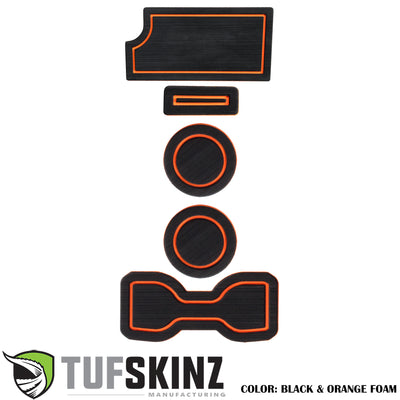 FOAM Cup Holder Inserts(Include QI Insert/Manual) Inserts Fits 2016-2022 Toyota Tacoma Manual Yes - Add QI Charger Insert Black/Orange
