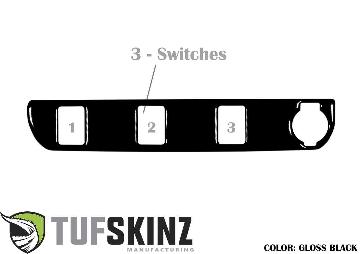 Center Dash Switch Panel with 3-Switches Accent Trim Fits 2016-2021 Toyota Tacoma 3-Switch Gloss Black