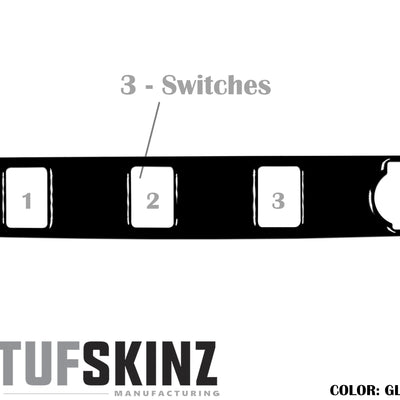 Center Dash Switch Panel with 3-Switches Accent Trim Fits 2016-2021 Toyota Tacoma 3-Switch Gloss Black