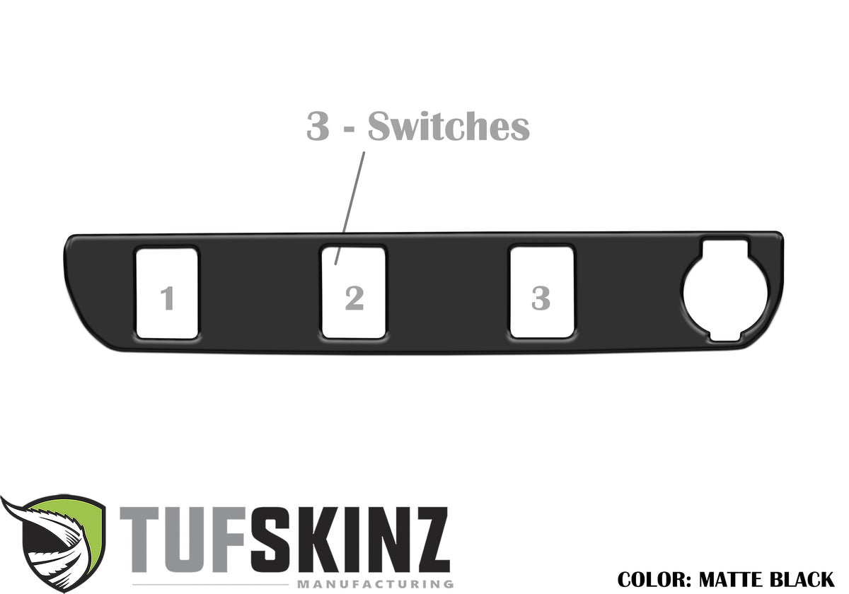 Center Dash Switch Panel with 3-Switches Accent Trim Fits 2016-2021 Toyota Tacoma 3-Switch Matte Black
