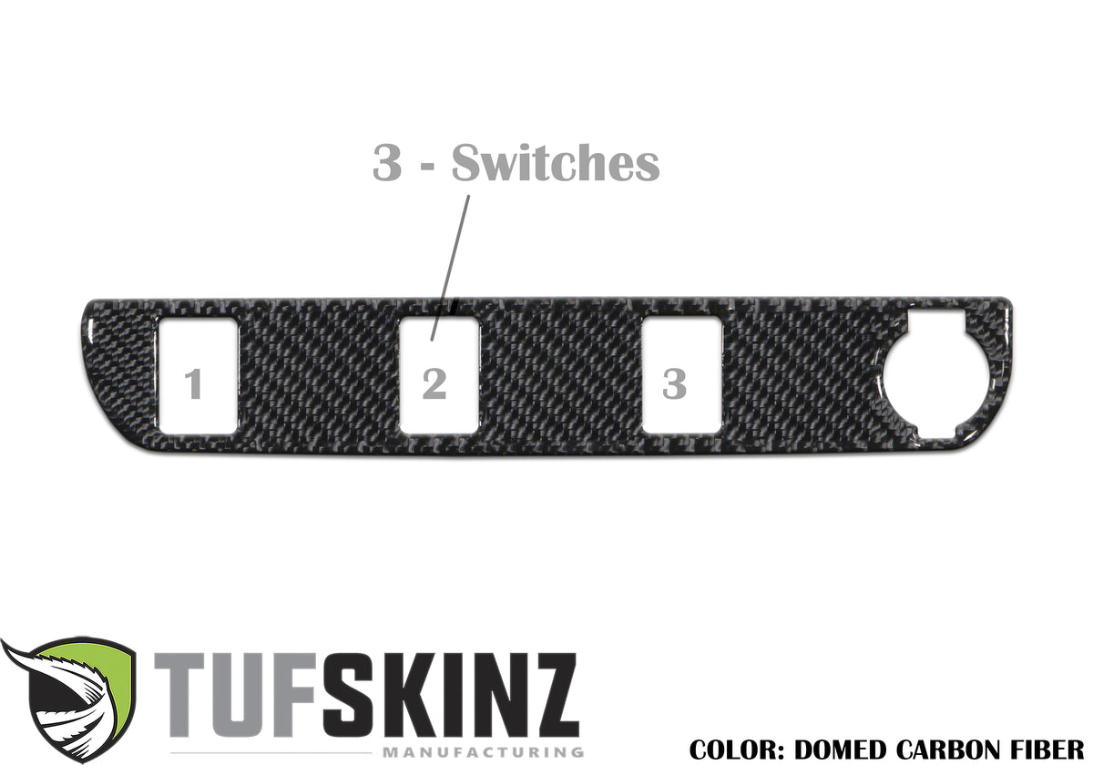 Center Dash Switch Panel with 3-Switches Accent Trim Fits 2016-2021 Toyota Tacoma 3-Switch Real Carbon Fiber(Domed)