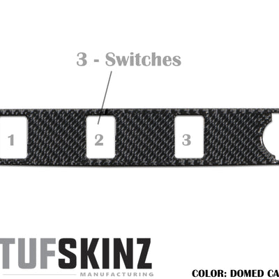 Center Dash Switch Panel with 3-Switches Accent Trim Fits 2016-2021 Toyota Tacoma 3-Switch Real Carbon Fiber(Domed)