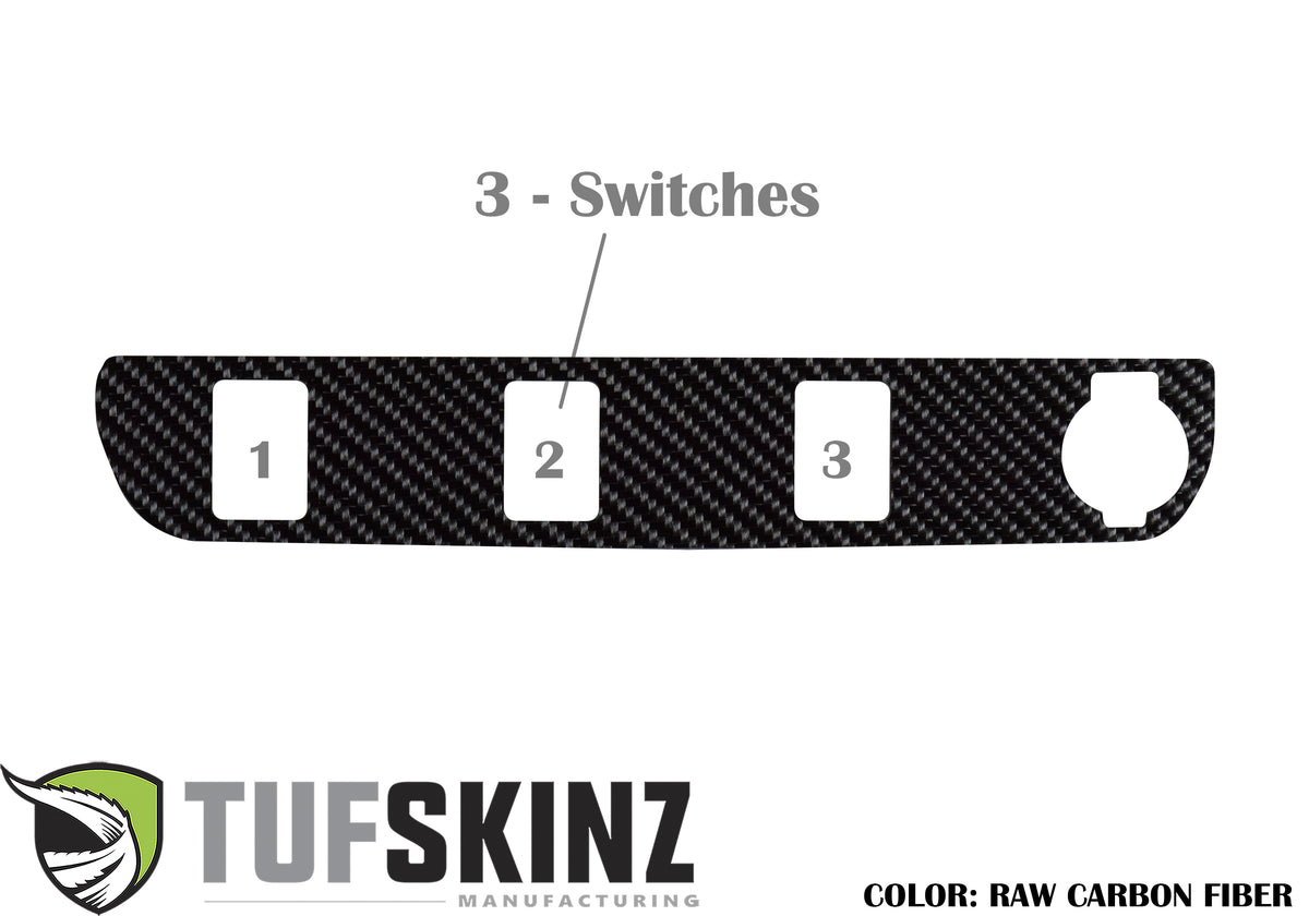Center Dash Switch Panel with 3-Switches Accent Trim Fits 2016-2021 Toyota Tacoma 3-Switch Real Carbon Fiber(Raw)