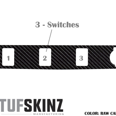 Center Dash Switch Panel with 3-Switches Accent Trim Fits 2016-2021 Toyota Tacoma 3-Switch Real Carbon Fiber(Raw)