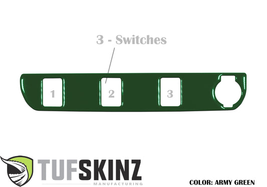 Center Dash Switch Panel with 3-Switches Accent Trim Fits 2016-2021 Toyota Tacoma 3-Switch *OE Color - Army Green