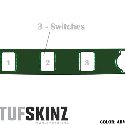 Center Dash Switch Panel with 3-Switches Accent Trim Fits 2016-2021 Toyota Tacoma 3-Switch *OE Color - Army Green
