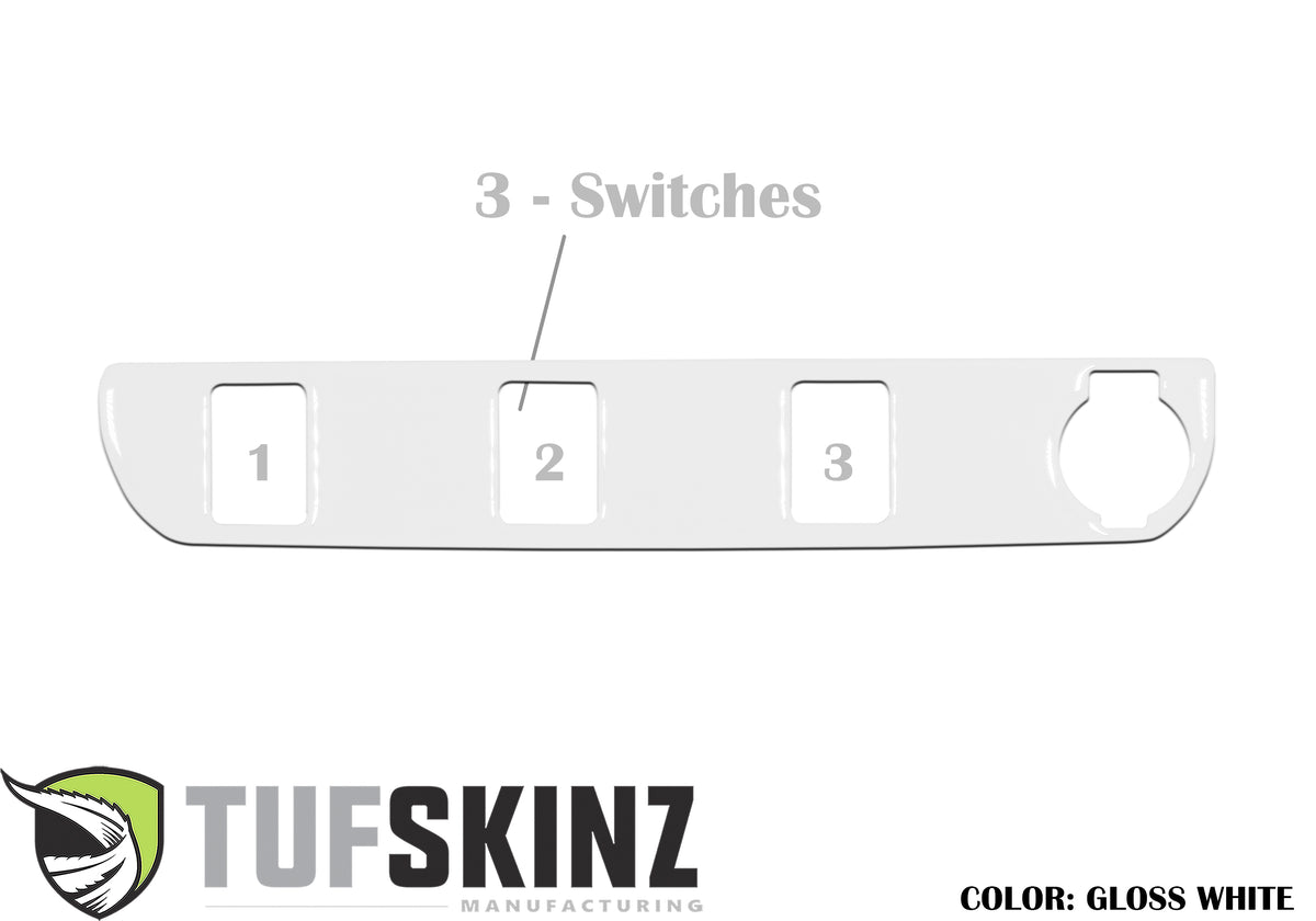 Center Dash Switch Panel with 3-Switches Accent Trim Fits 2016-2021 Toyota Tacoma 3-Switch Gloss White