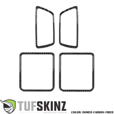 Access Cab Door Handle Surround Accent Trim Fits 2016-2021 Toyota Tacoma Access Cab Real Carbon Fiber(Domed)