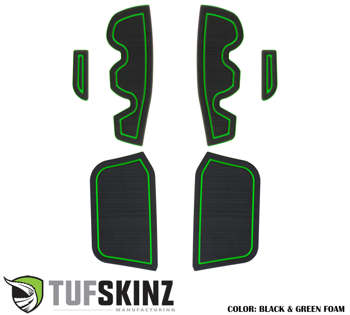Access Cab Side Door Pocket Inserts Fits 2016-2023 Toyota Tacoma Access Cab Black/Green
