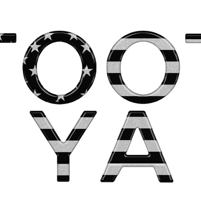 Tailgate Handle Letter Overlays Fits 2016-2023 Toyota Tacoma Black/Silver American Flag