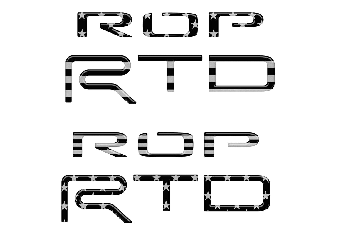 "TRD PRO" Bed Side(PAIR) Letter Inserts Fits 2015-2021 Toyota Tundra Black/Silver American Flag
