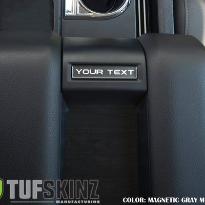 Center Console Badge/Custom Text Accent Trim Fits 2014-2021 Toyota Tundra *OE Color - Magnetic Gray Metallic