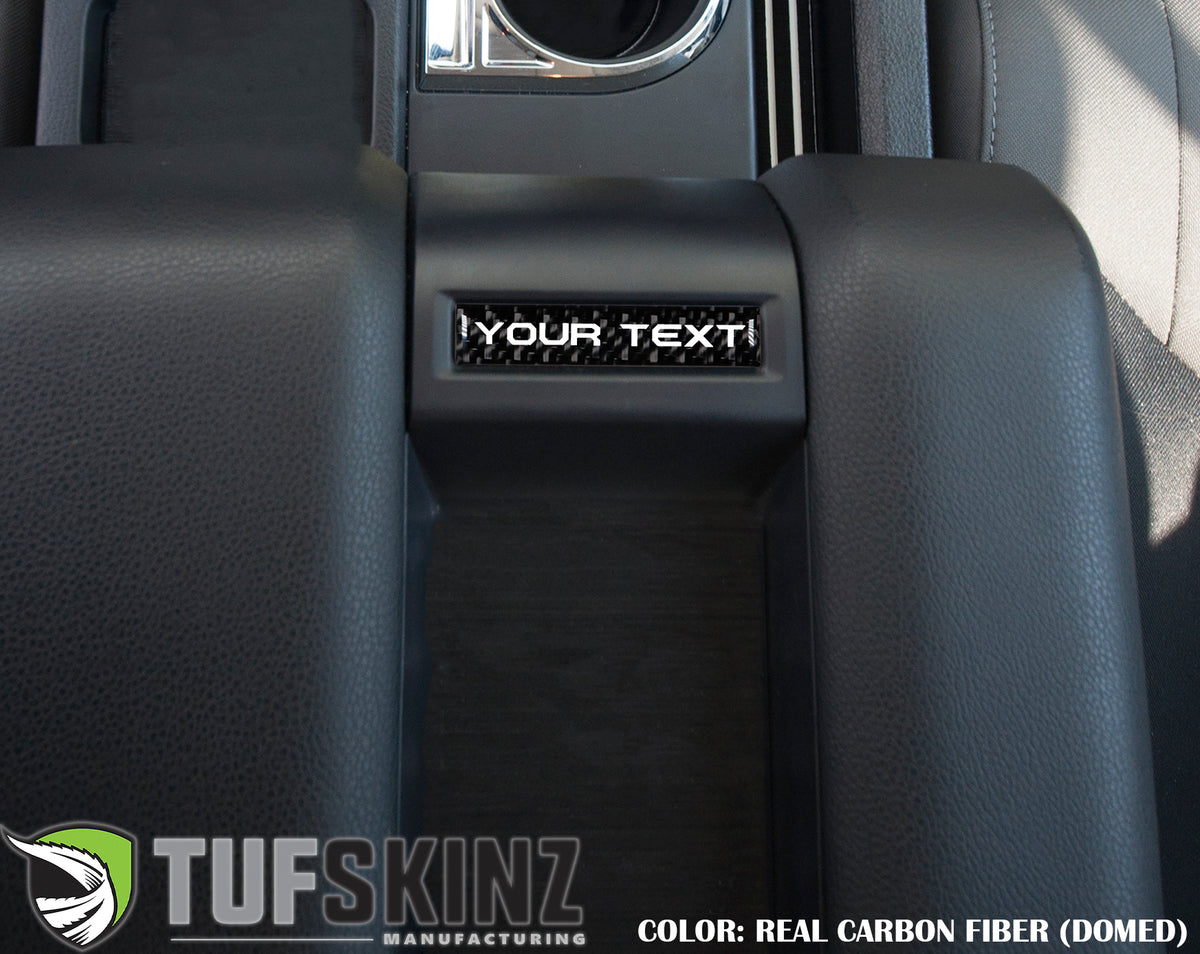 Center Console Badge/Custom Text Accent Trim Fits 2014-2021 Toyota Tundra Real Carbon Fiber(Domed)