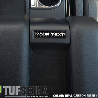 Center Console Badge/Custom Text Accent Trim Fits 2014-2021 Toyota Tundra Real Carbon Fiber(Domed)