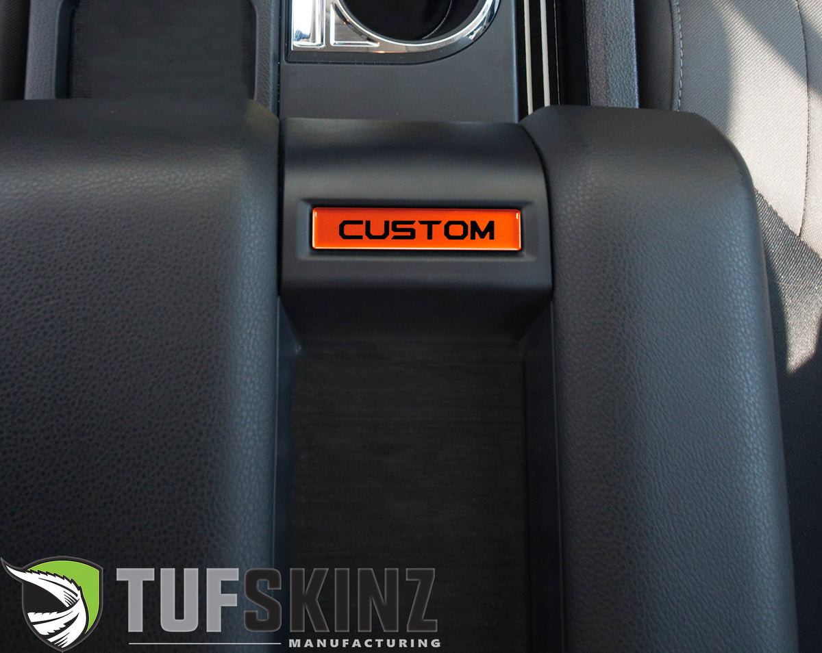 Center Console Badge/Custom Text Accent Trim Fits 2014-2021 Toyota Tundra Inferno (Similar to EXTERIOR Inferno Orange)