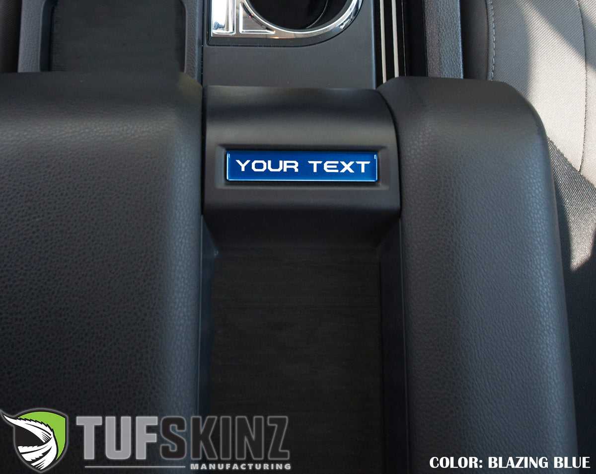 Center Console Badge/Custom Text Accent Trim Fits 2014-2021 Toyota Tundra *OE Color - Blazing Blue