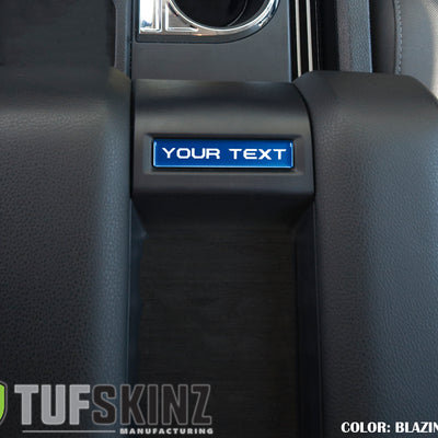 Center Console Badge/Custom Text Accent Trim Fits 2014-2021 Toyota Tundra *OE Color - Blazing Blue
