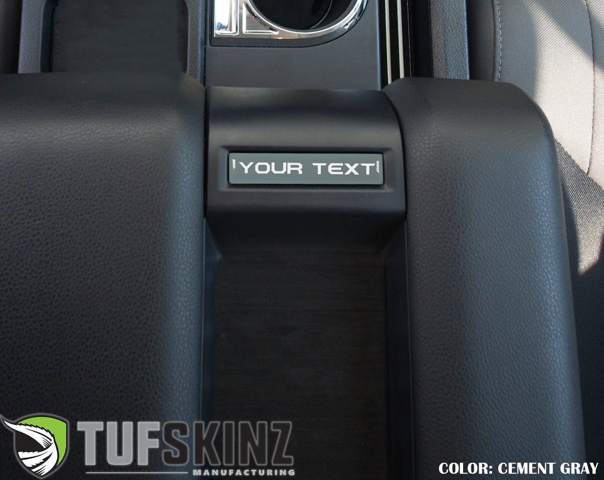 Center Console Badge/Custom Text Accent Trim Fits 2014-2021 Toyota Tundra *OE Color - Cement Gray