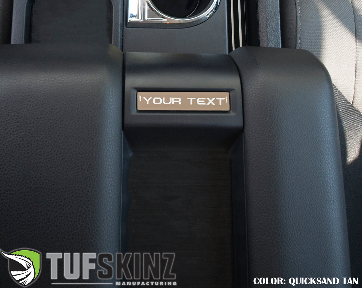 Center Console Badge/Custom Text Accent Trim Fits 2014-2021 Toyota Tundra *OE Color - Quicksand Tan