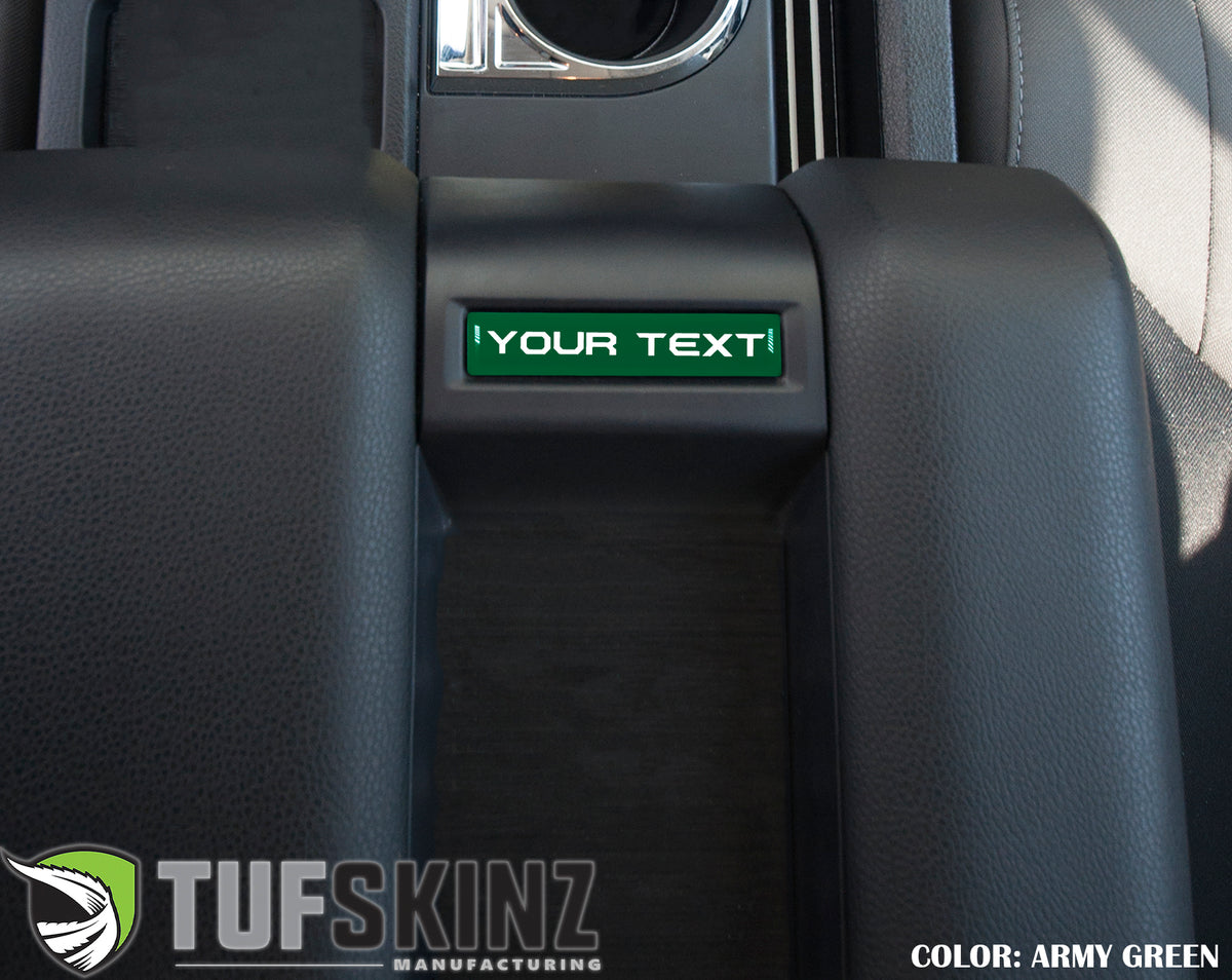 Center Console Badge/Custom Text Accent Trim Fits 2014-2021 Toyota Tundra *OE Color - Army Green