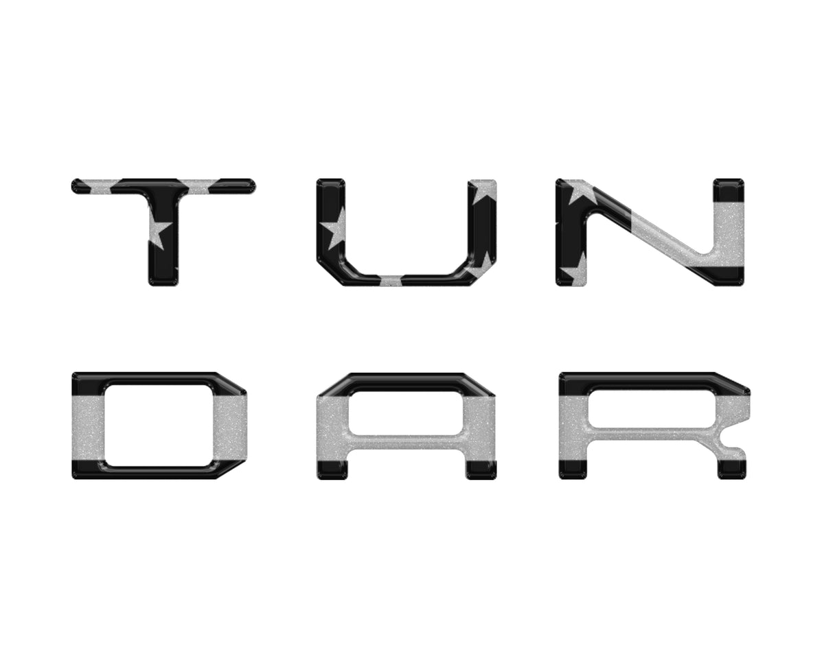 Dual Climate Control Radio "TUNDRA" Letter Inserts Fits 2014-2021 Toyota Tundra Dual Climate Black/Silver American Flag