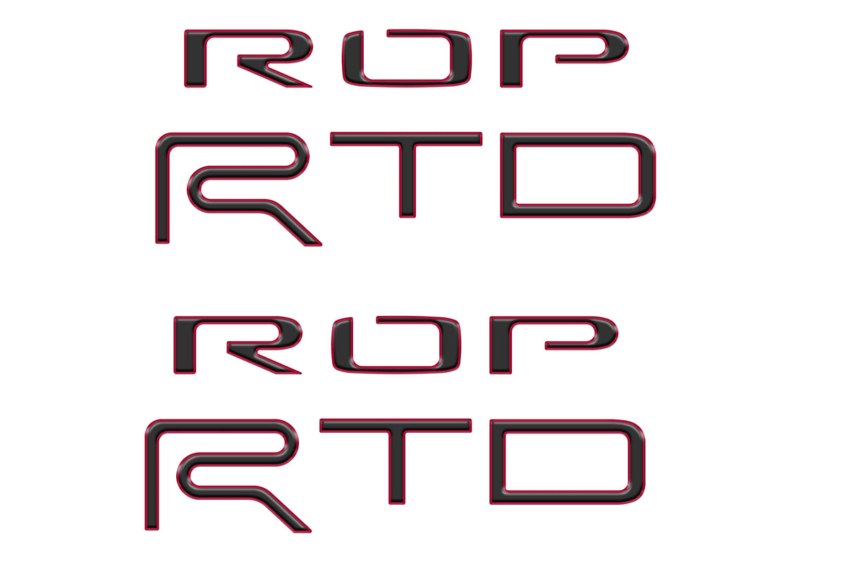 "TRD PRO" Bed Side(PAIR) Letter Inserts Fits 2015-2021 Toyota Tundra Matte Black w/TRD Red Outline