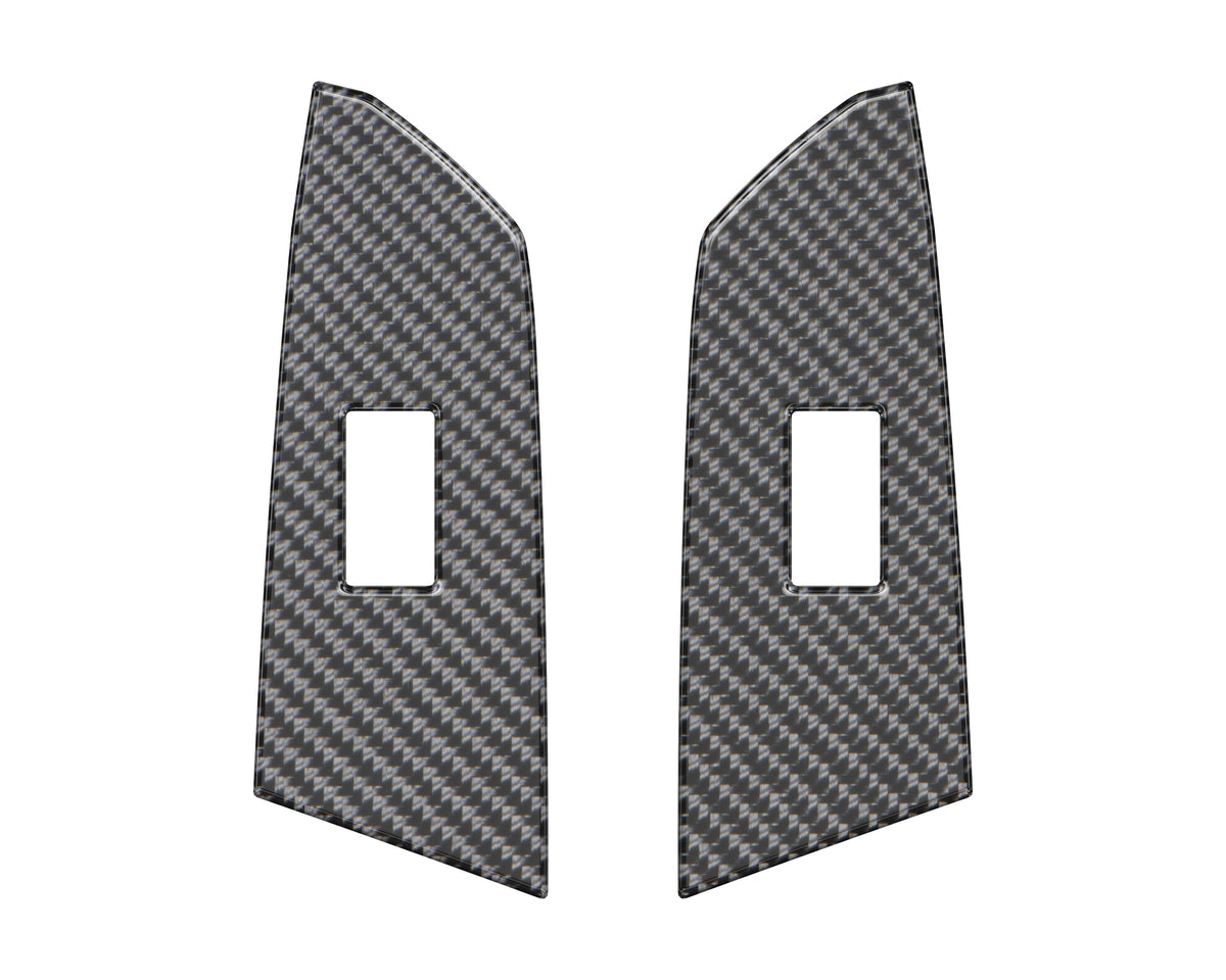 Crewmax Rear Door Switch Panel Accent Trim Fits 2014-2021 Toyota Tundra Rear Doors (CrewMax) Real Carbon Fiber(Domed)