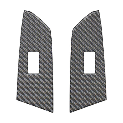 Crewmax Rear Door Switch Panel Accent Trim Fits 2014-2021 Toyota Tundra Rear Doors (CrewMax) Real Carbon Fiber(Domed)