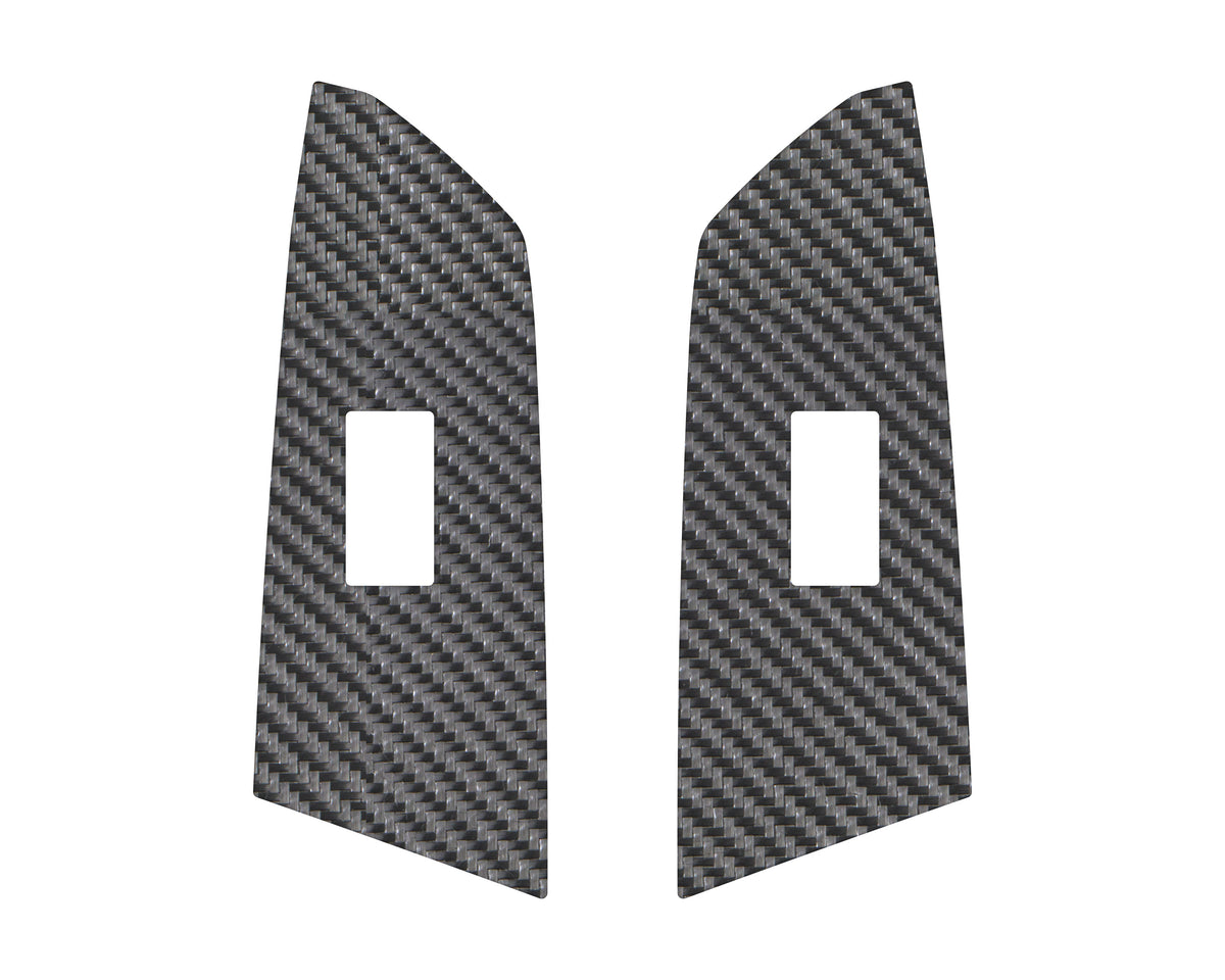 Crewmax Rear Door Switch Panel Accent Trim Fits 2014-2021 Toyota Tundra Rear Doors (CrewMax) Real Carbon Fiber(Raw)