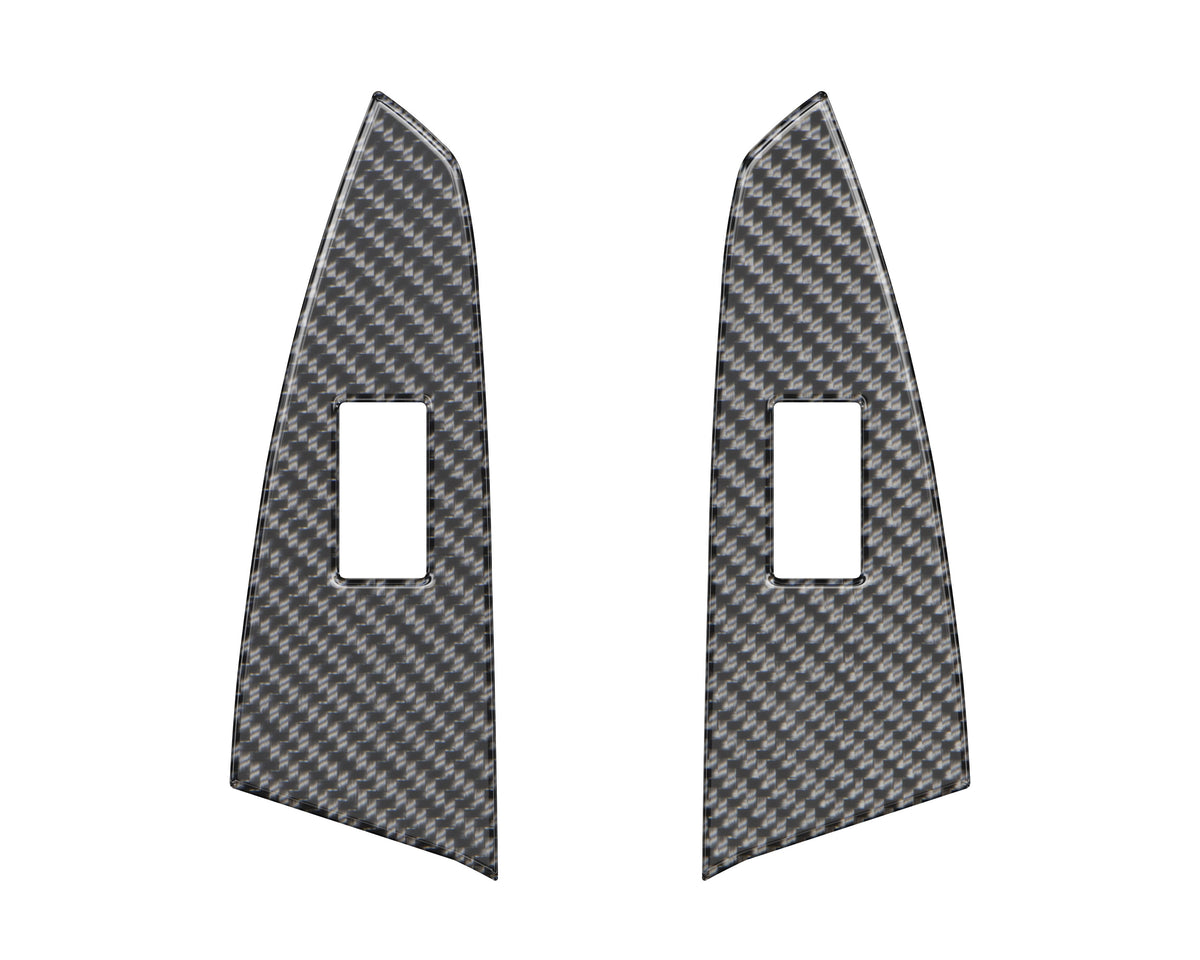 D-Cab Rear Door Switch Panel Accent Trim Fits 2014-2021 Toyota Tundra Rear Doors (D-Cab) Real Carbon Fiber(Domed)