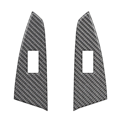 D-Cab Rear Door Switch Panel Accent Trim Fits 2014-2021 Toyota Tundra Rear Doors (D-Cab) Real Carbon Fiber(Domed)