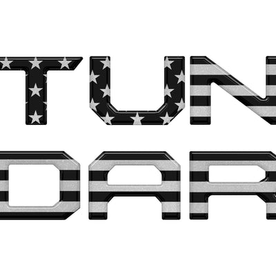 Grille Letter Inserts Fits 2022-2022 Toyota Tundra Black/Silver American Flag