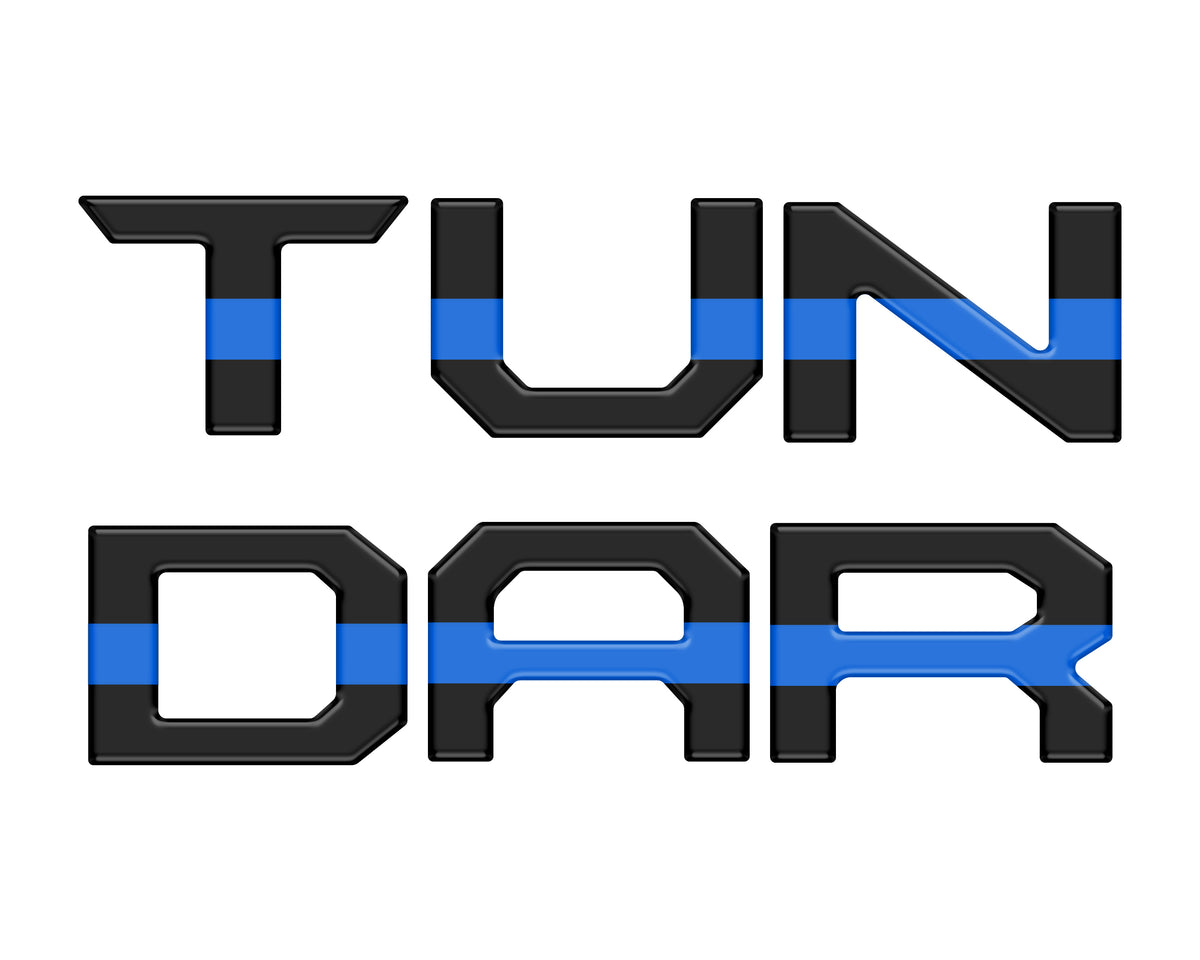 Tailgate Letter Inserts Fits 2022-2022 Toyota Tundra Matte Black w/Thin Blue Line