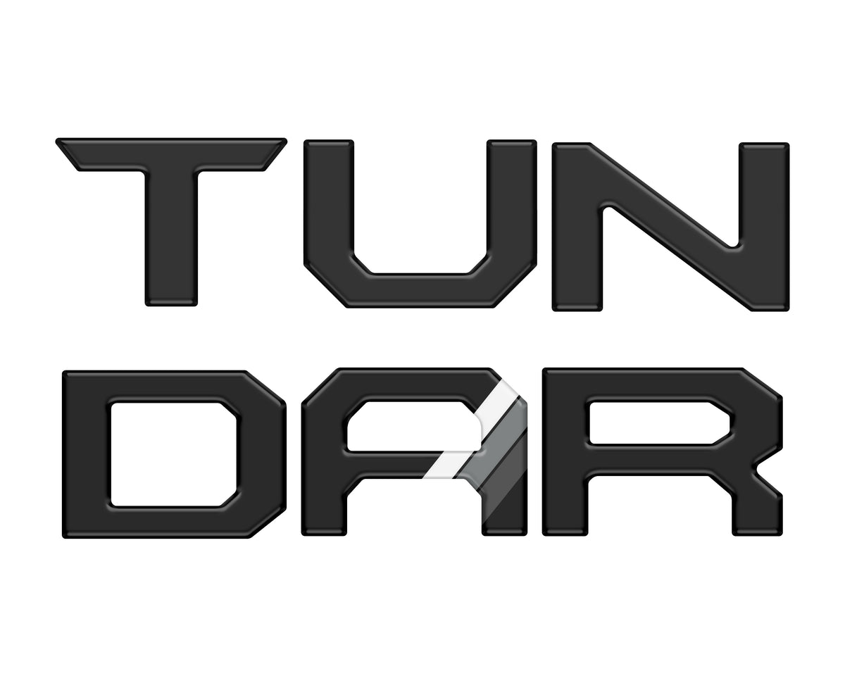 Tailgate Letter Inserts Fits 2022-2022 Toyota Tundra Matte Black w/Grayscale TRI-Color Logo