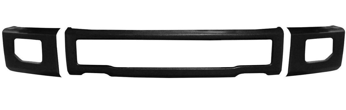 Textured TPO 2015-2017 Ford F-150 Front Bumper Covers with fog lamp cutouts, Chrome Delete Kit