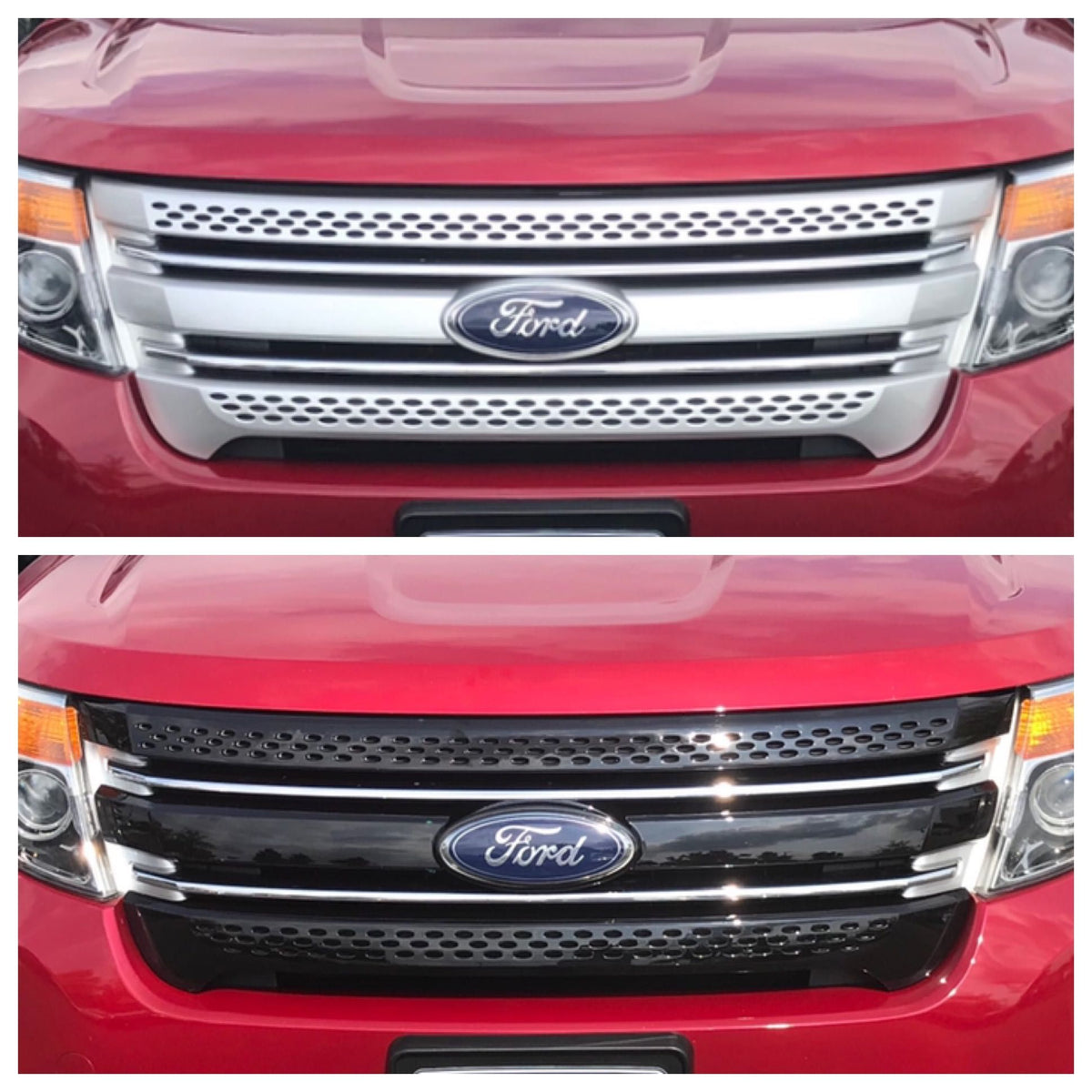 ABS6404BLK 11-15 Ford Explorer Does Not Fit Sport 3 PCS Gloss Black Tape-on Grille Overlay Chrome Delete Kit