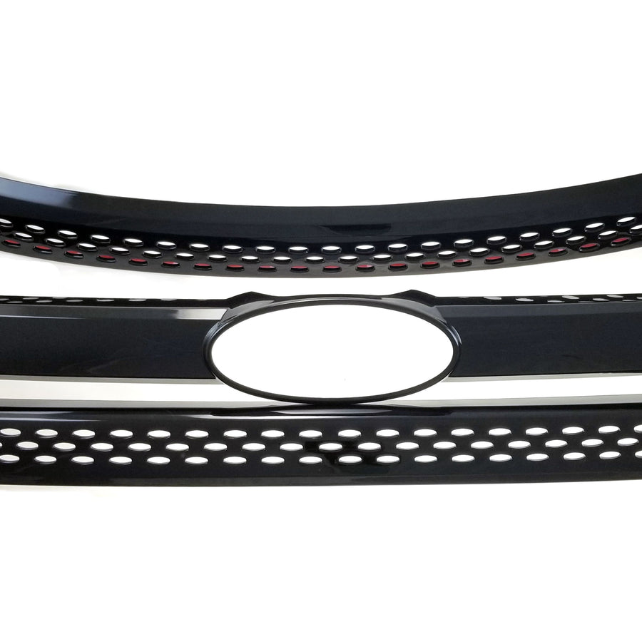 ABS6404BLK 11-15 Ford Explorer Does Not Fit Sport 3 PCS Gloss Black Tape-on Grille Overlay Chrome Delete Kit