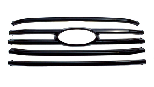 ABS6411BLK 15-17 Ford F-150 XLT 4 PCS Gloss Black Tape-on Grille Overlay Chrome Delete Kit