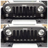 ABS6414BLK 2018 Jeep Wrangler JK Sport/Sahara/Rubicon/Unlimited Sport 7 PCS Gloss Black Tape-on Grille Overlay Chrome Delete Kit