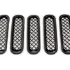 ABS6414BLK 07-17 Jeep Wrangler 7 PCS Gloss Black Tape-on Grille Overlay Chrome Delete Kit